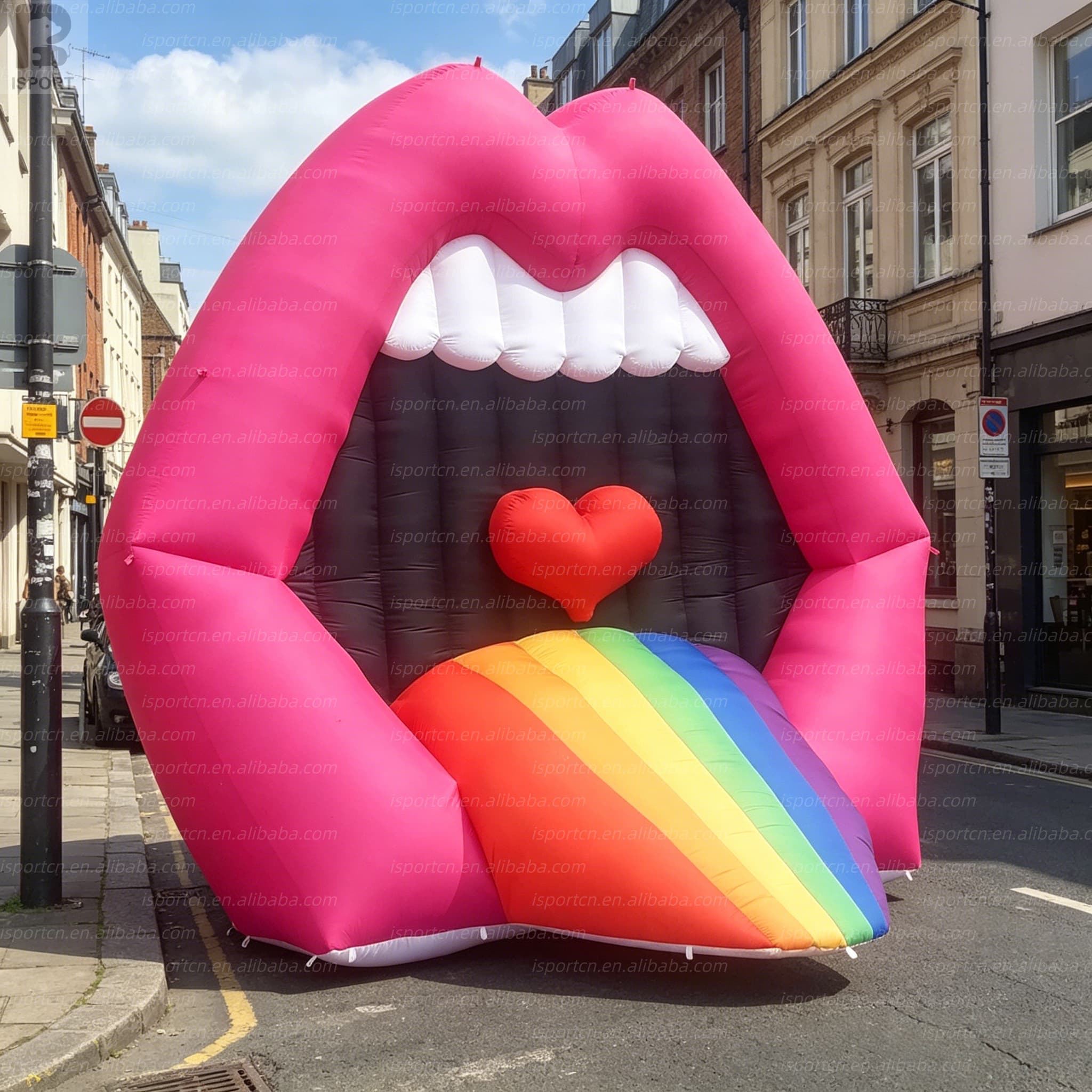 Giant Inflatable Lips with LED Lights – Custom Rainbow Pride Display