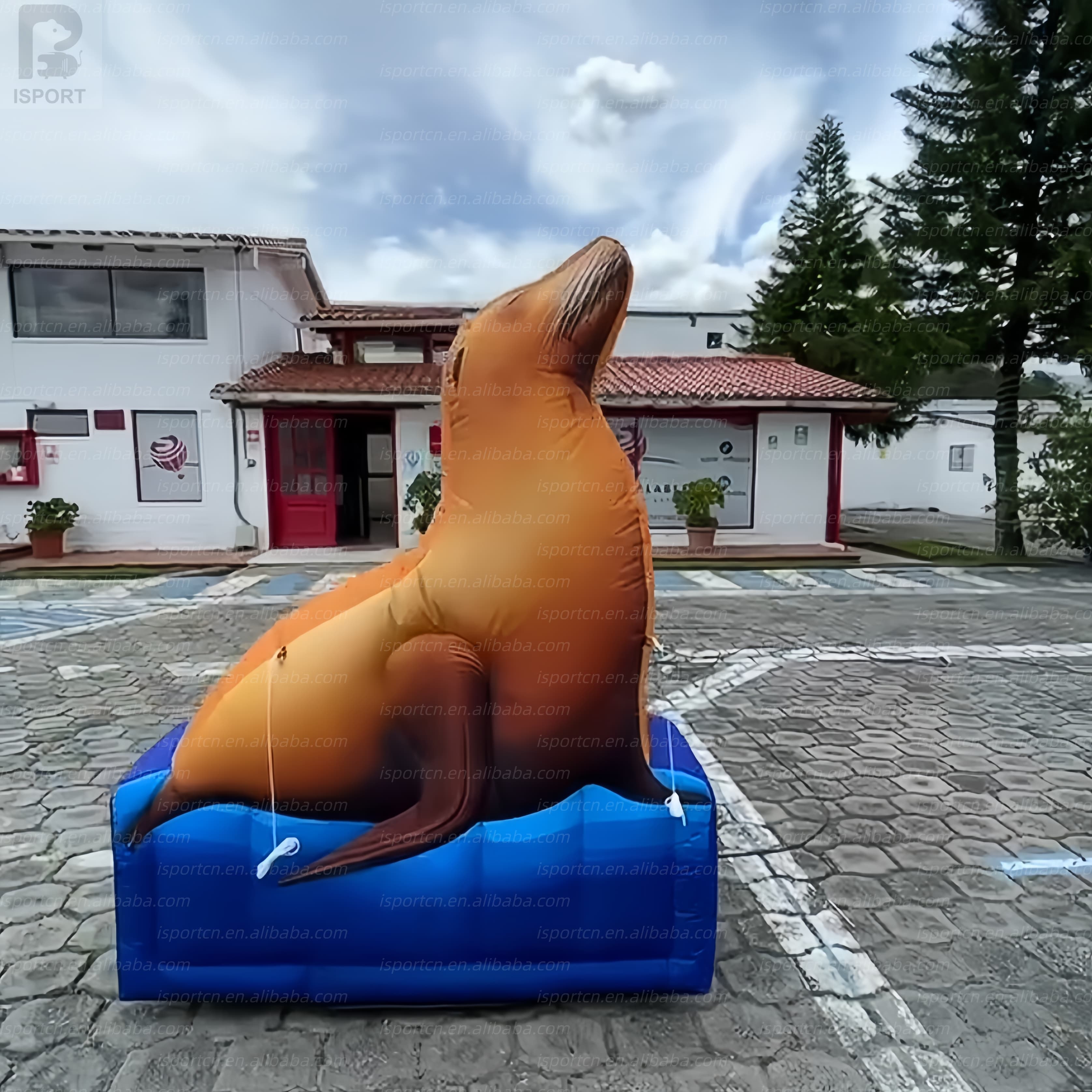 Giant LED Inflatable Sea Lion with Ocean Wave Base