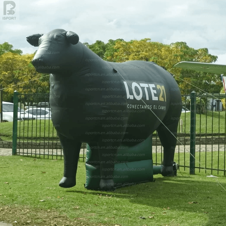 Giant Inflatable Angus Cow with Base for Agricultural Events