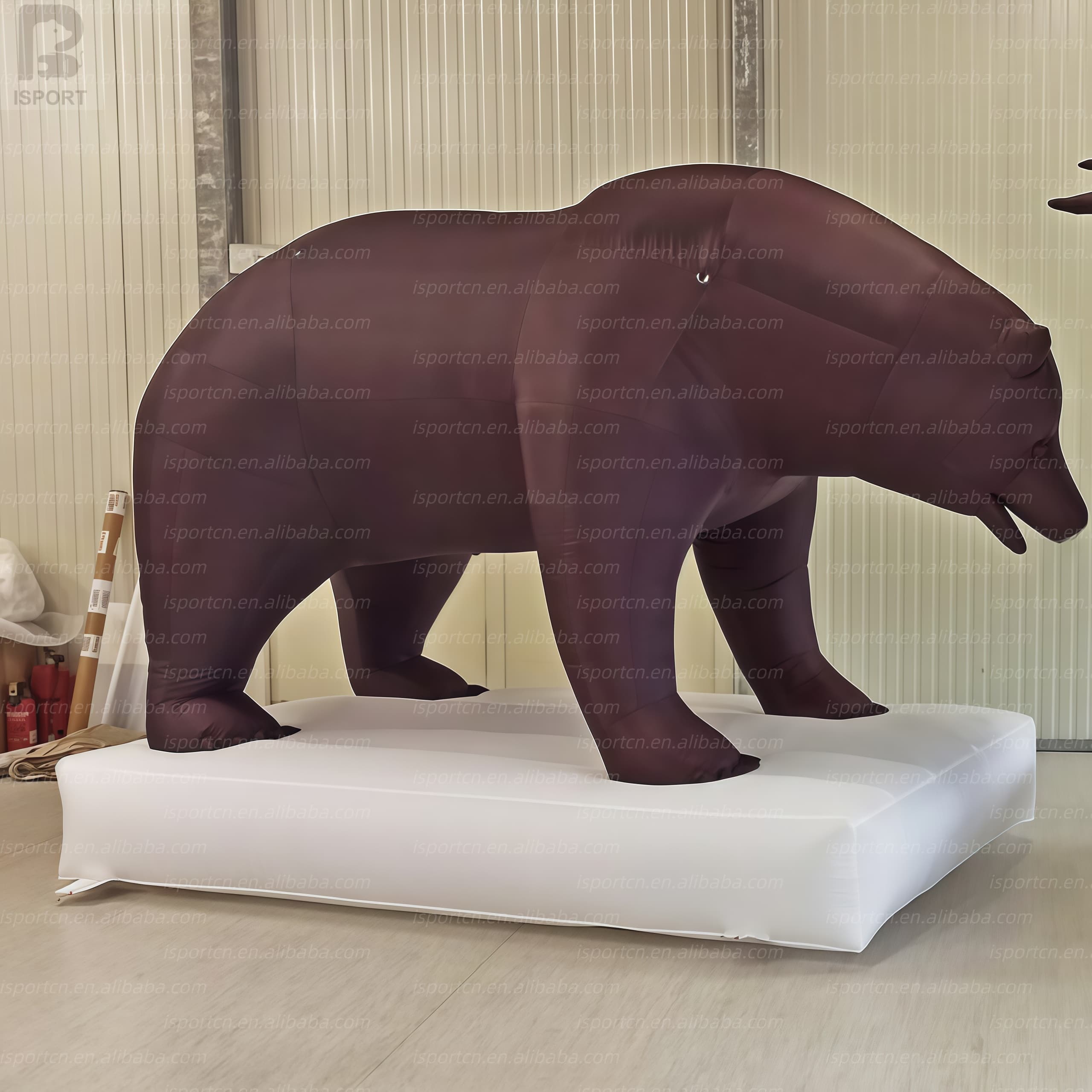 Giant Inflatable Brown Bear with LED Lights and Stable Base