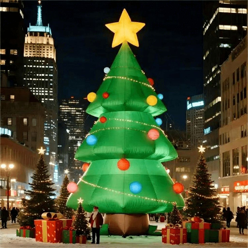 Illuminated Inflatable Christmas Tree with Built-In Lights