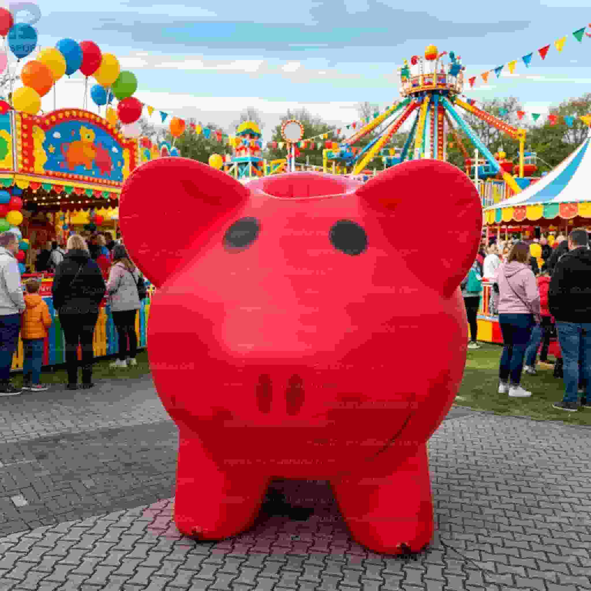 Giant Inflatable Red Piggy Bank with LED Lights for Advertising