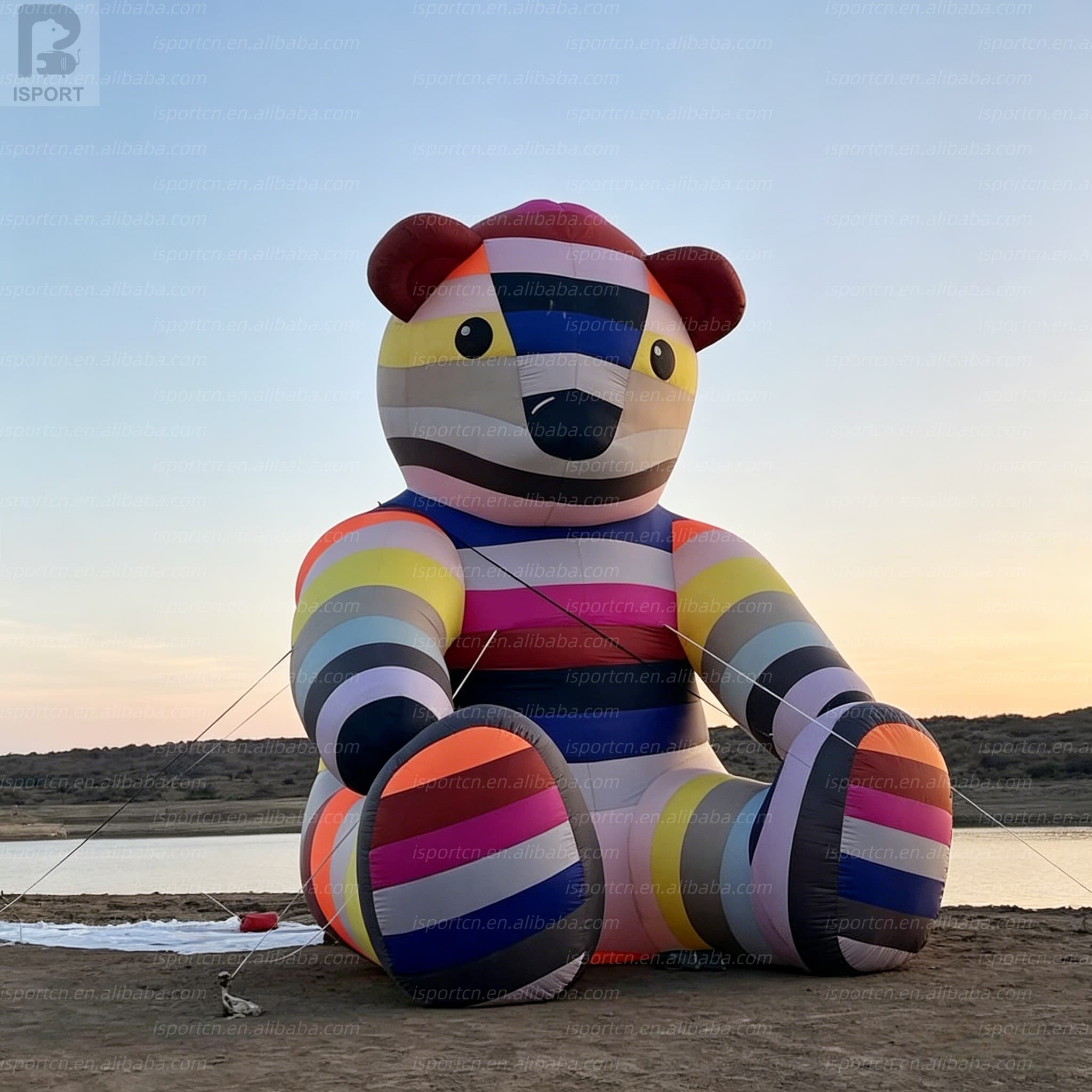 Eye-Catching Rainbow Striped Bear Inflatable