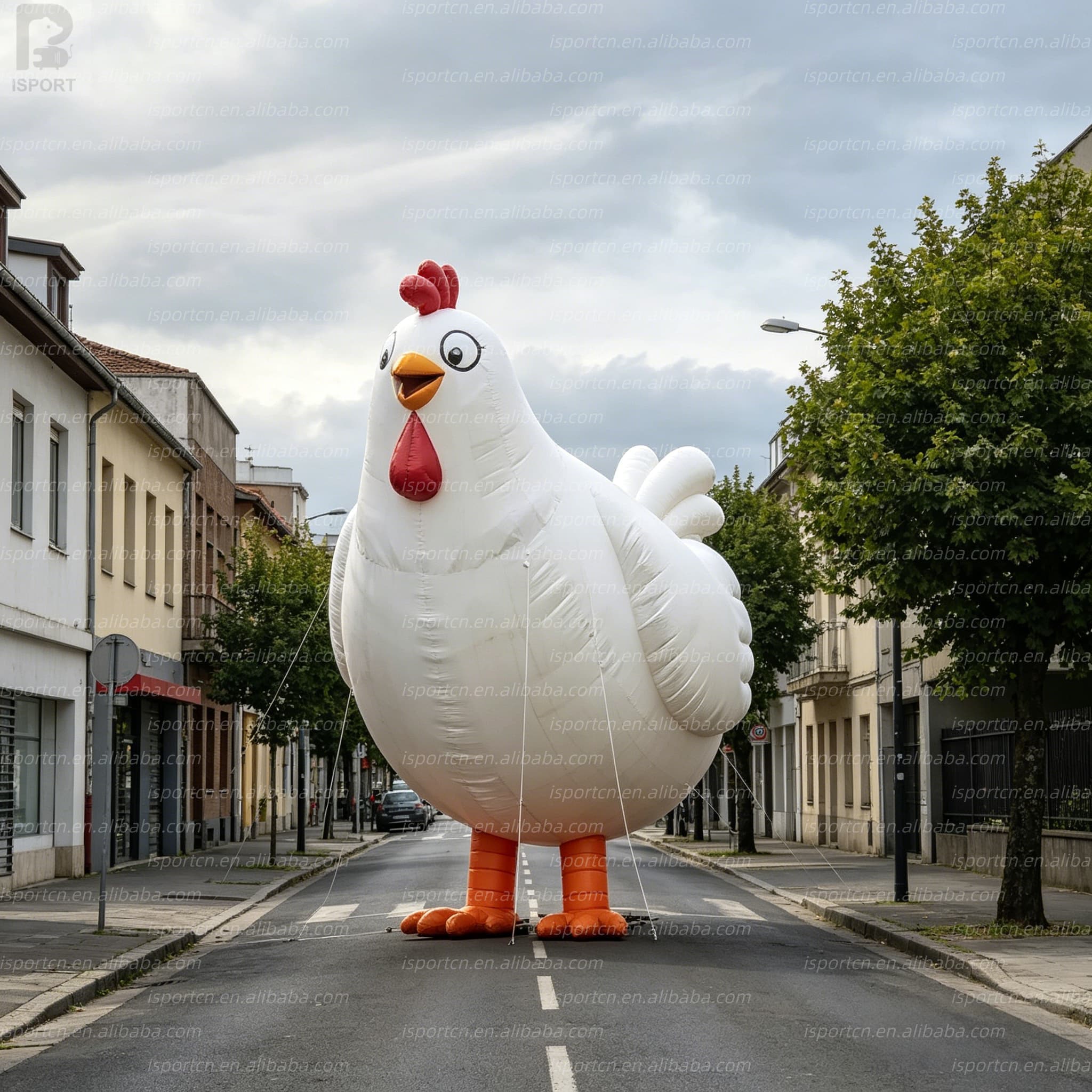Giant Inflatable White Hen Chicken Mascot for Restaurant Advertising