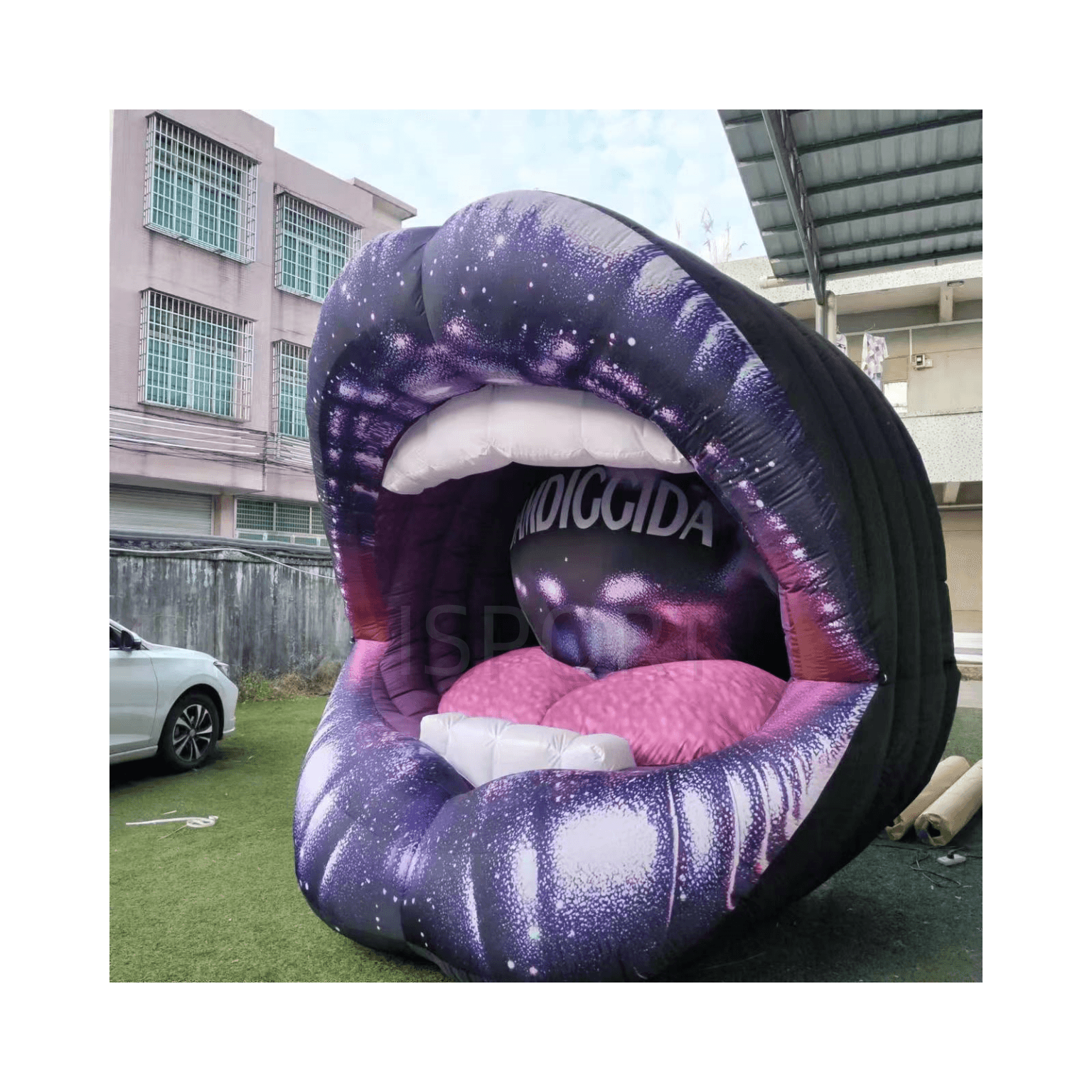 Giant Inflatable Mouth Stage Backdrop with White Teeth