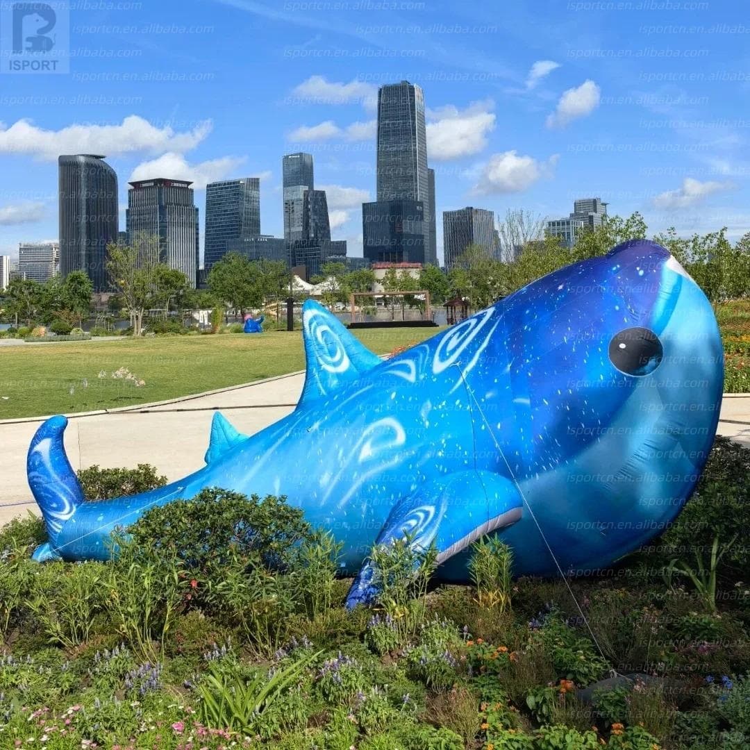 Giant Inflatable Blue Whale with LED Lights for Events