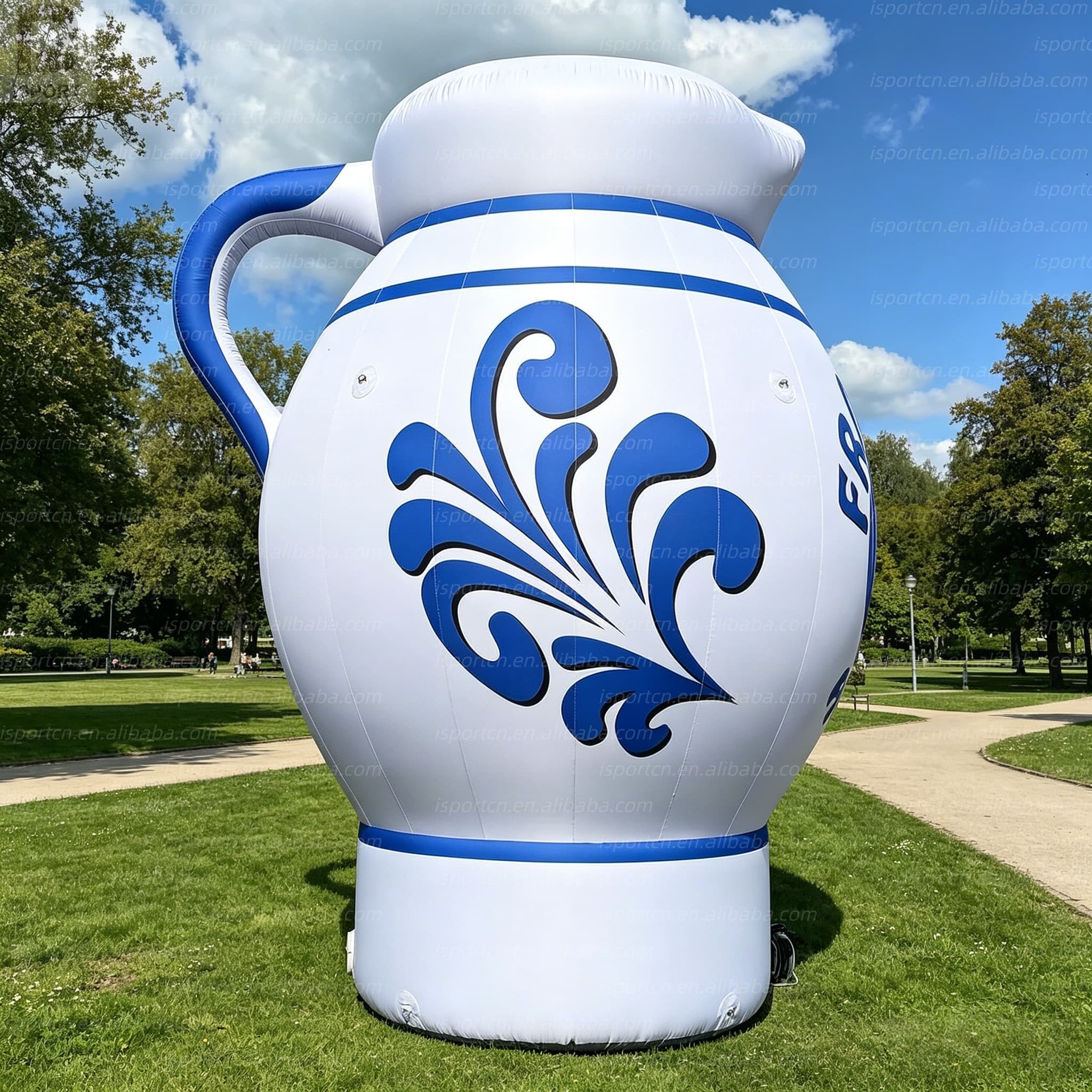 Giant Inflatable Gzhel Porcelain Pitcher for Cultural Events