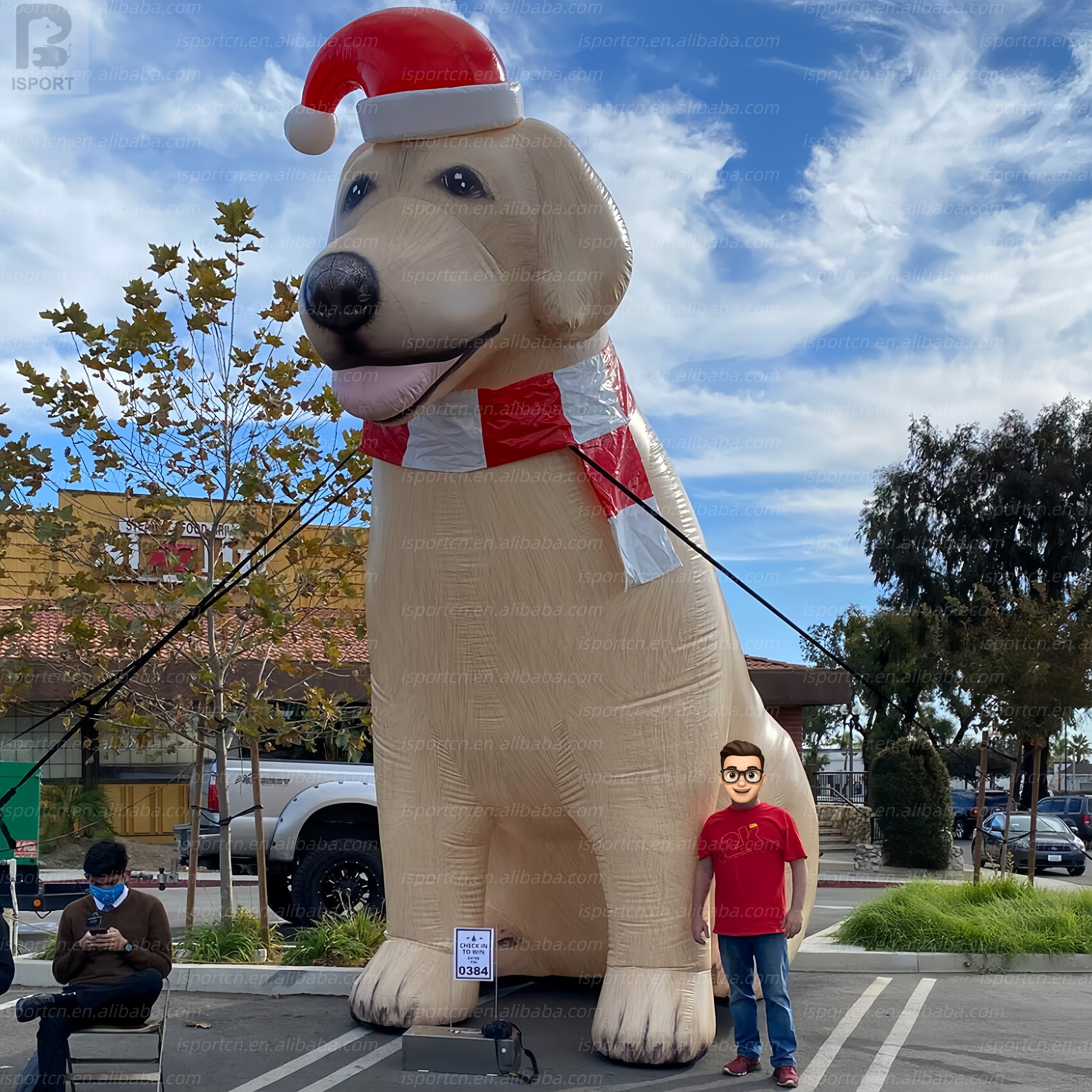 Giant Inflatable Christmas Golden Retriever with LED Lights
