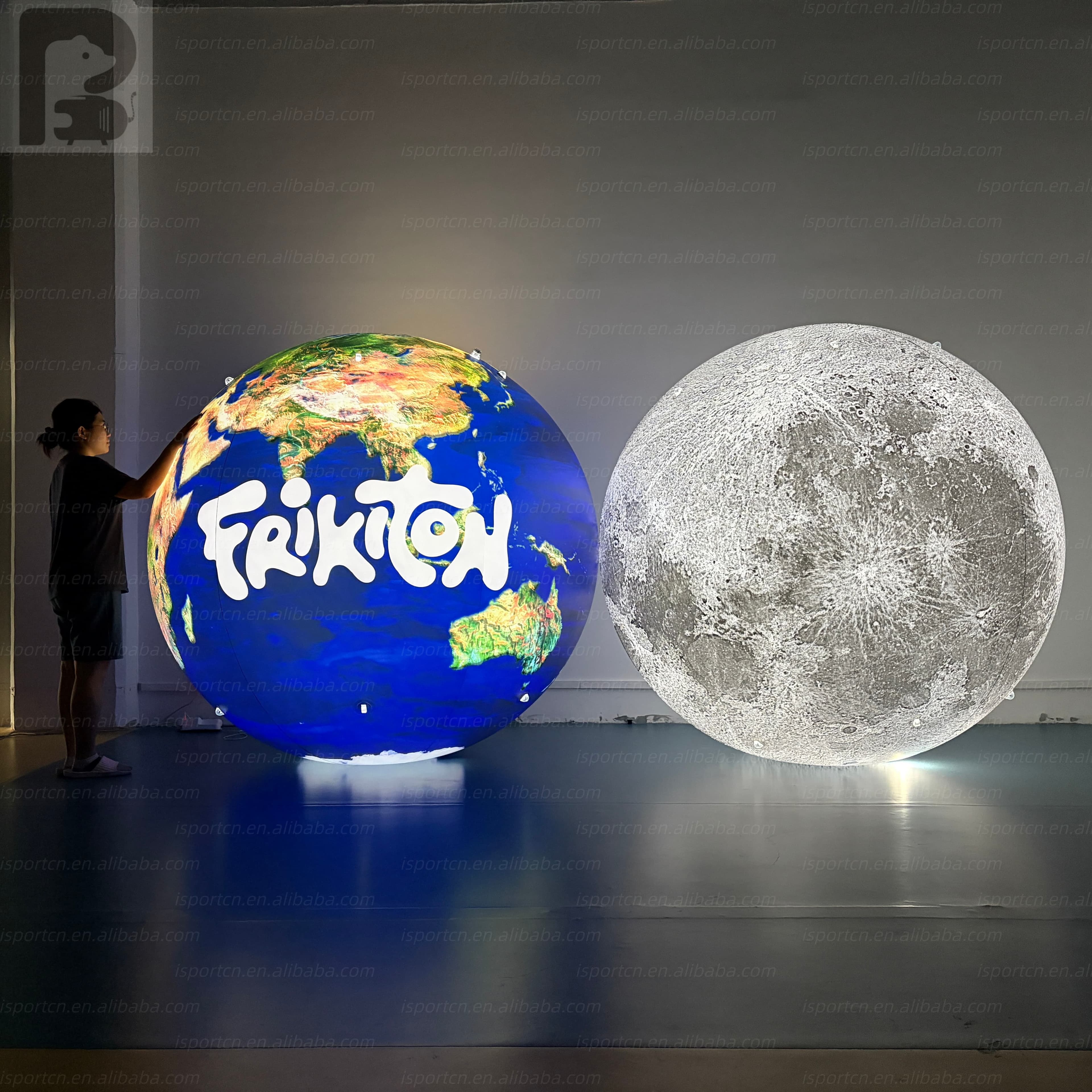 Custom LED Inflatable Earth and Moon Sphere Set with Full-Color Printing