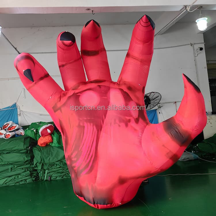 Giant Inflatable Red Skeleton Hand for Halloween Decor