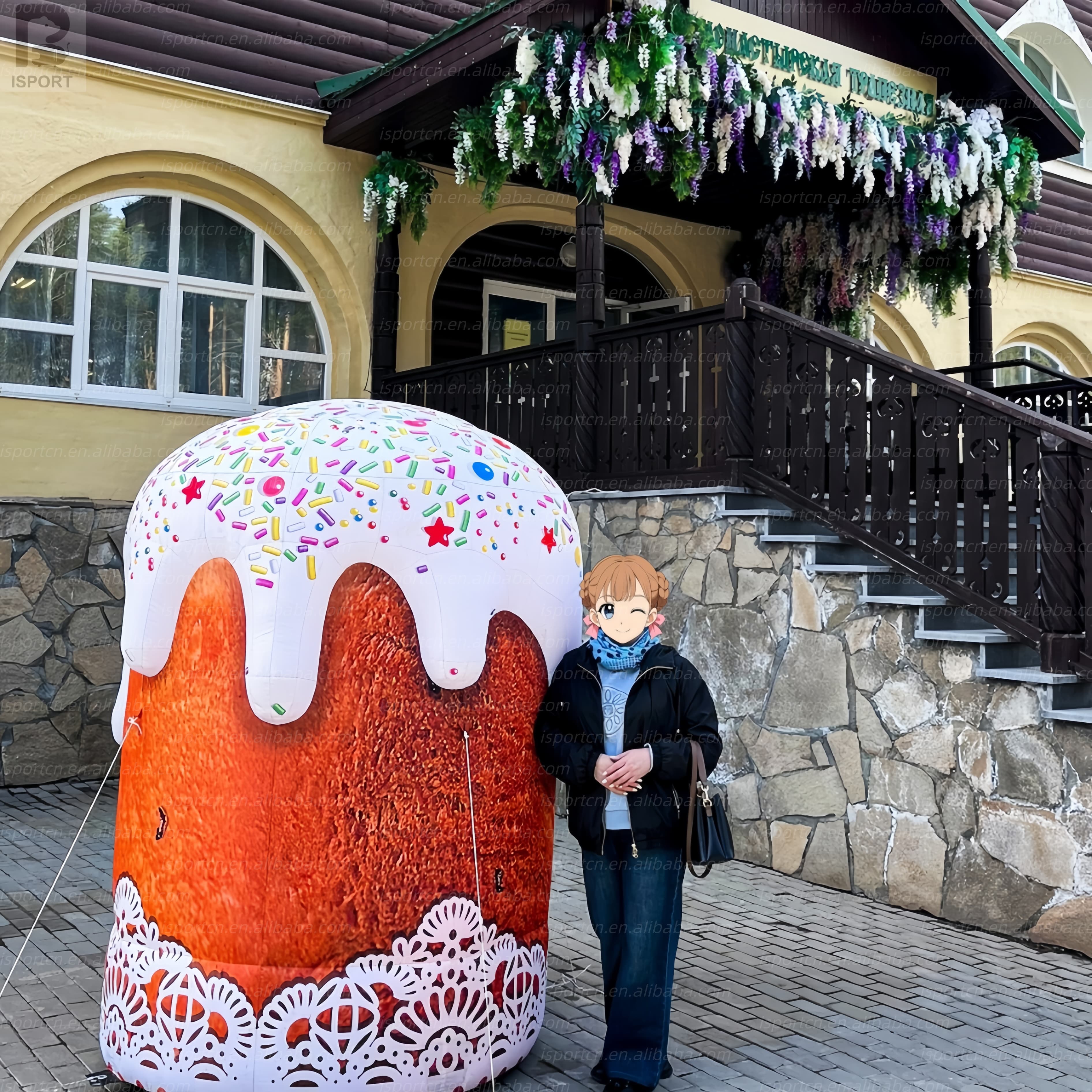 Giant Inflatable Easter Kulich Cake with LED Lighting