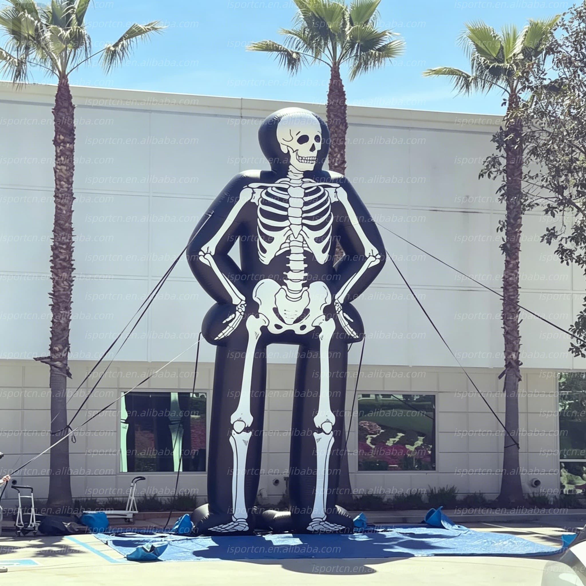 Giant LED Light-Up Inflatable Skeleton Man for Halloween Events