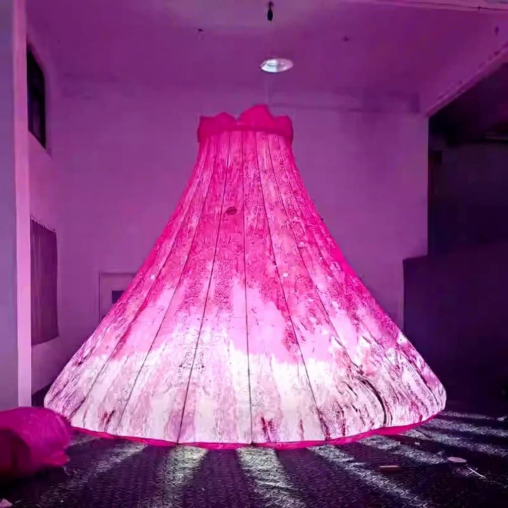 Giant LED-Lit Inflatable Volcano Prop – Pink Gradient Event Decor
