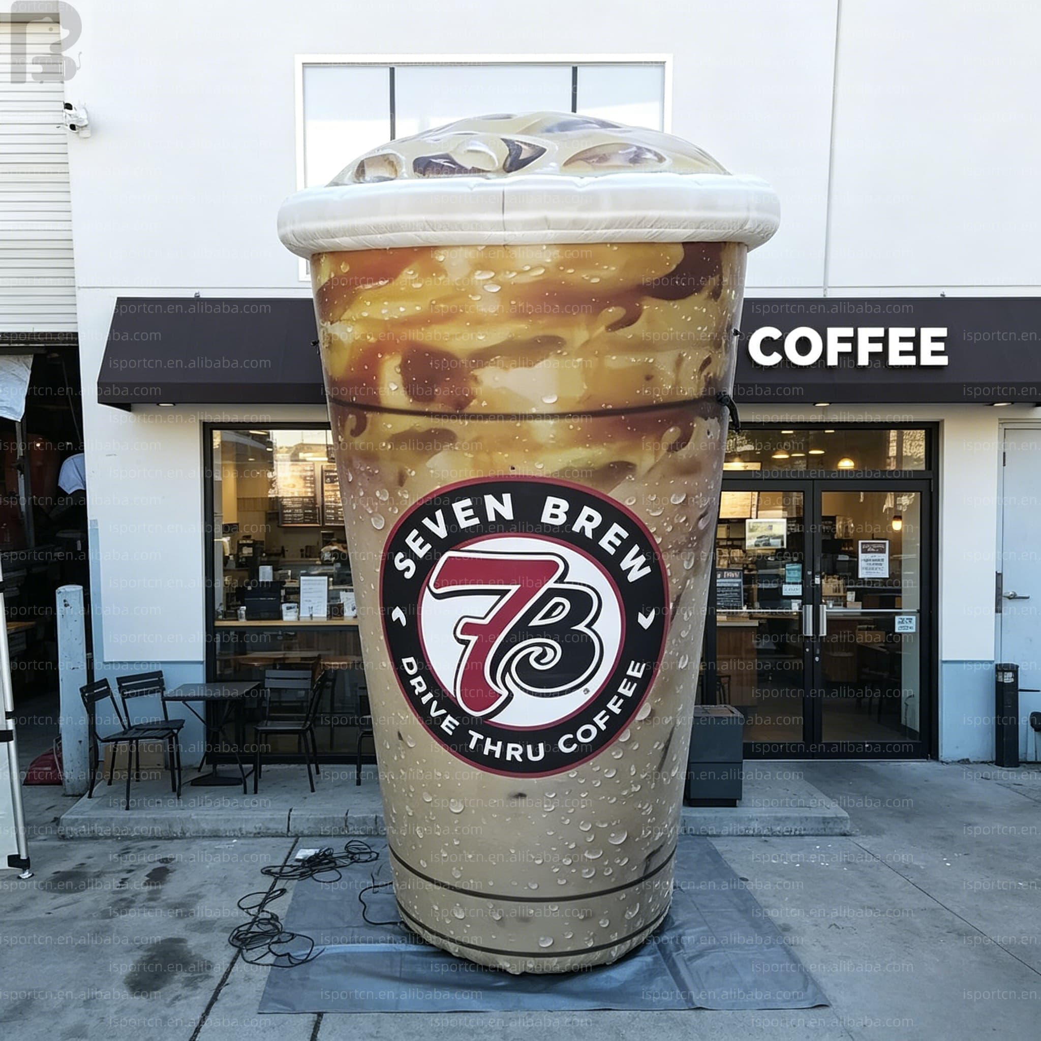 Giant Inflatable Iced Coffee Cup Statue for Cafes and Shops