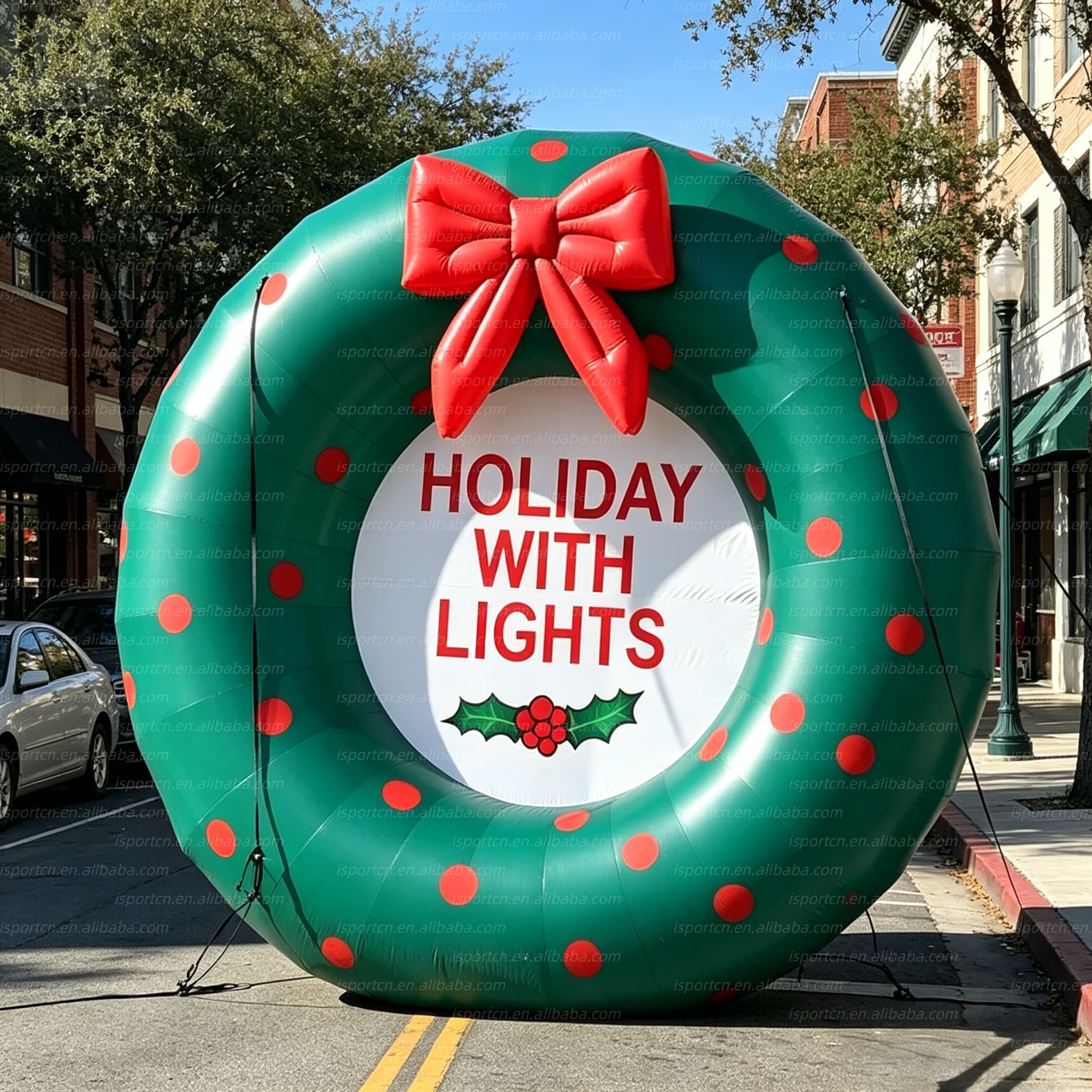 Giant LED Lighted Inflatable Holiday Wreath for Commercial Events