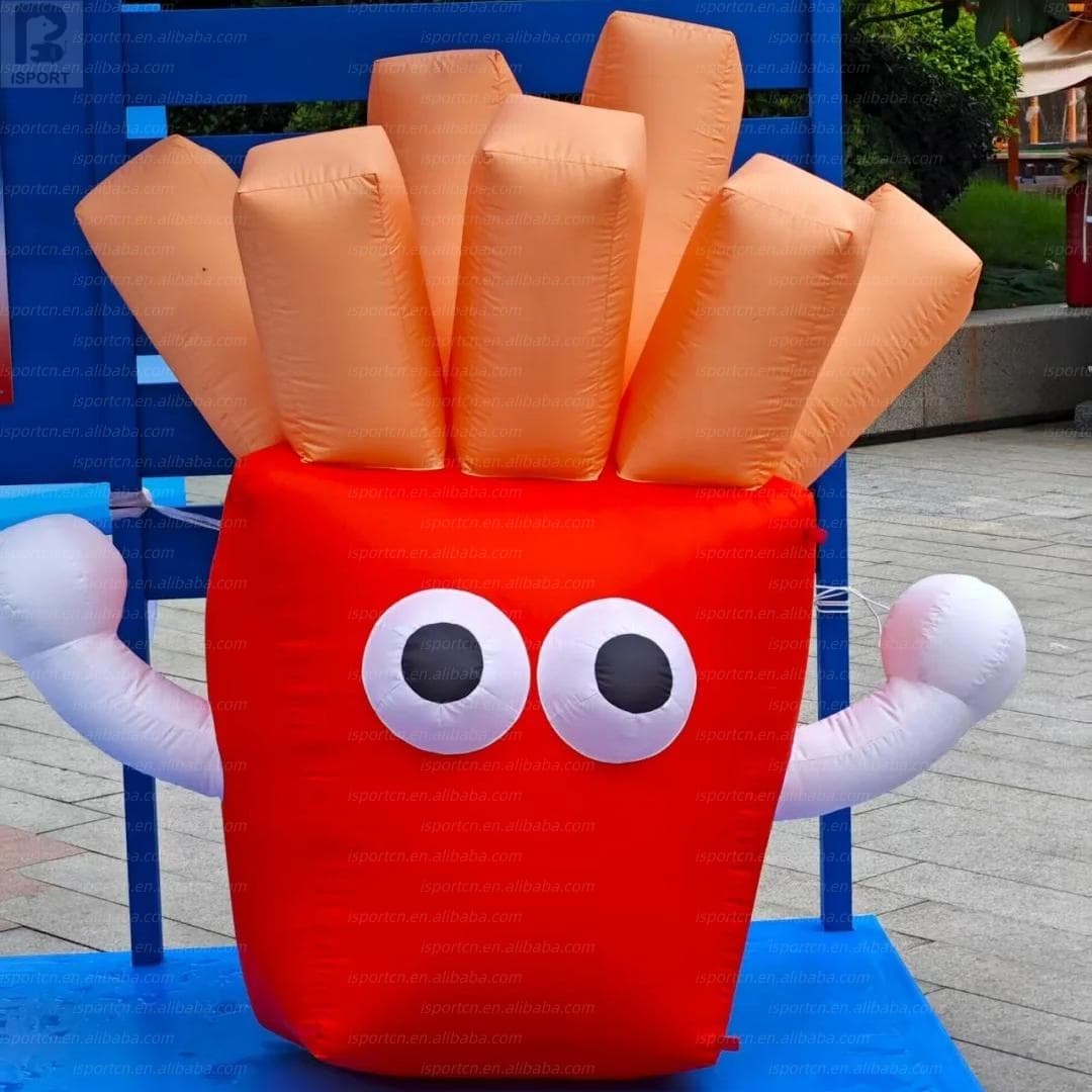 Giant Inflatable French Fries Character with Cartoon Face