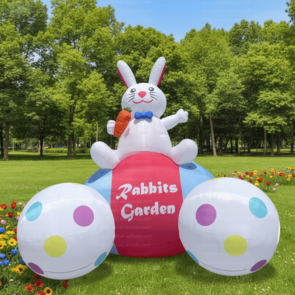 Giant LED Inflatable Easter Bunny with Eggs Photo Booth