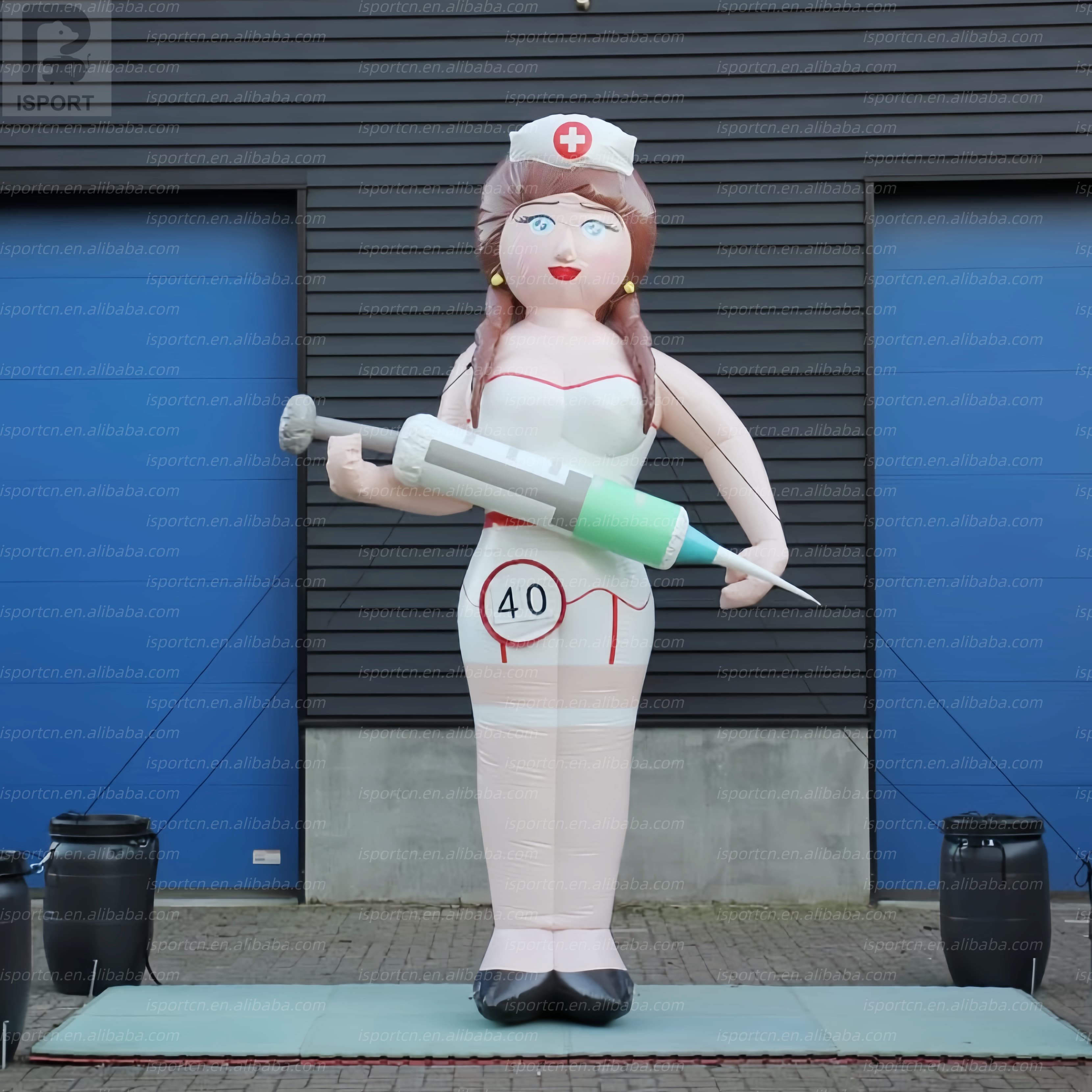 Giant Inflatable Sarah Nurse Character with Syringe