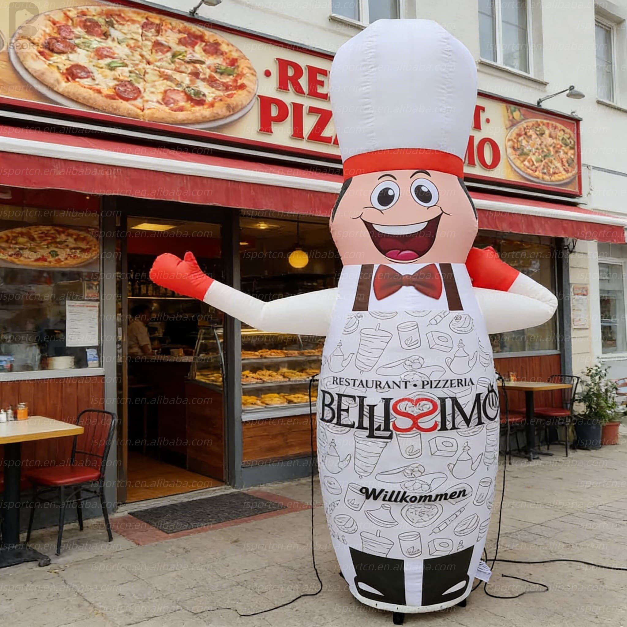 Giant Waving Inflatable Chef with LED Lighting