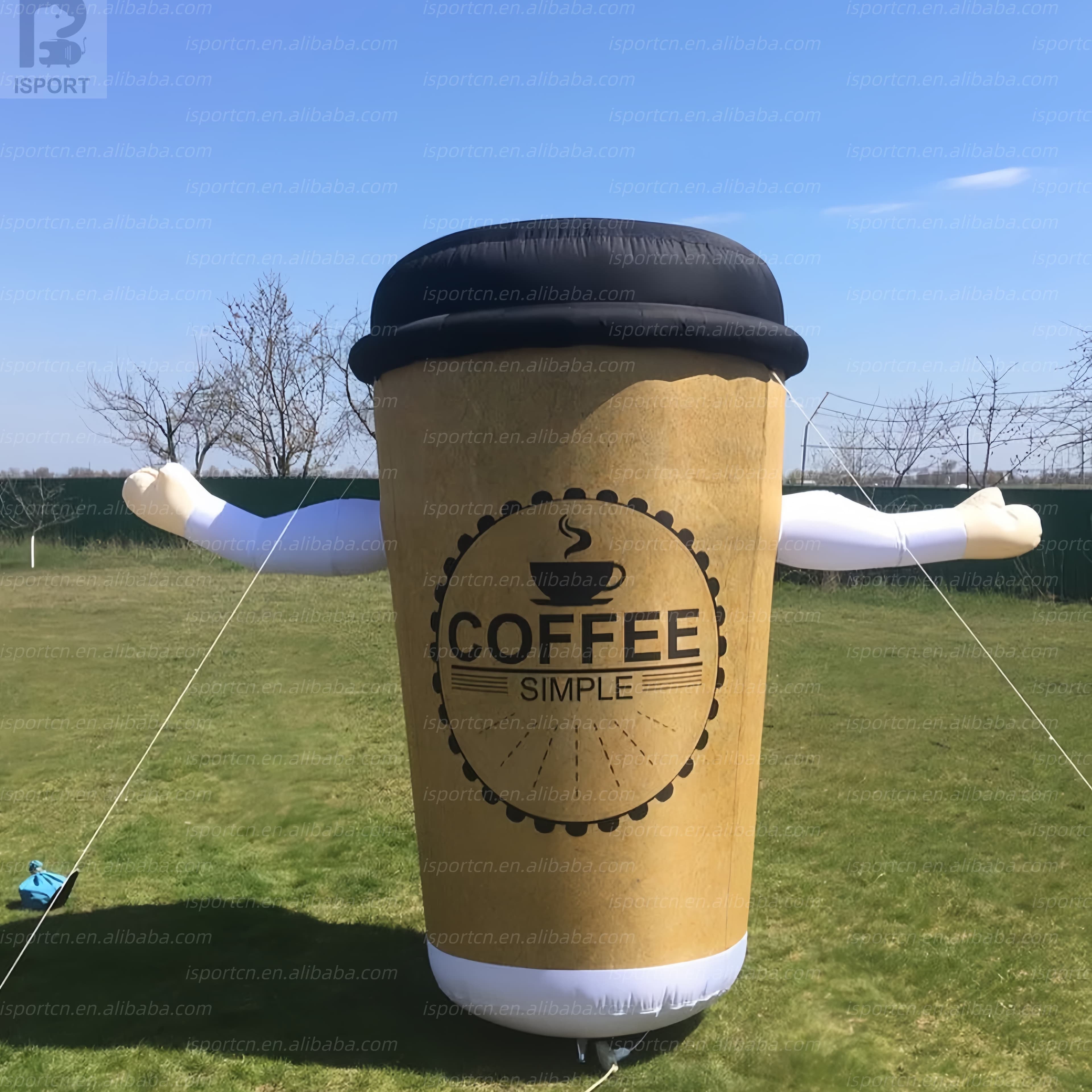 Giant Inflatable Waving Coffee Cup with LED Lights