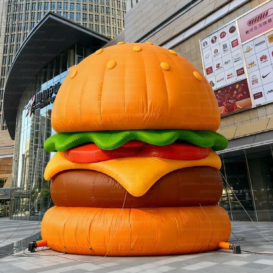 Giant LED Lit Inflatable Burger for Outdoor Advertising and Events