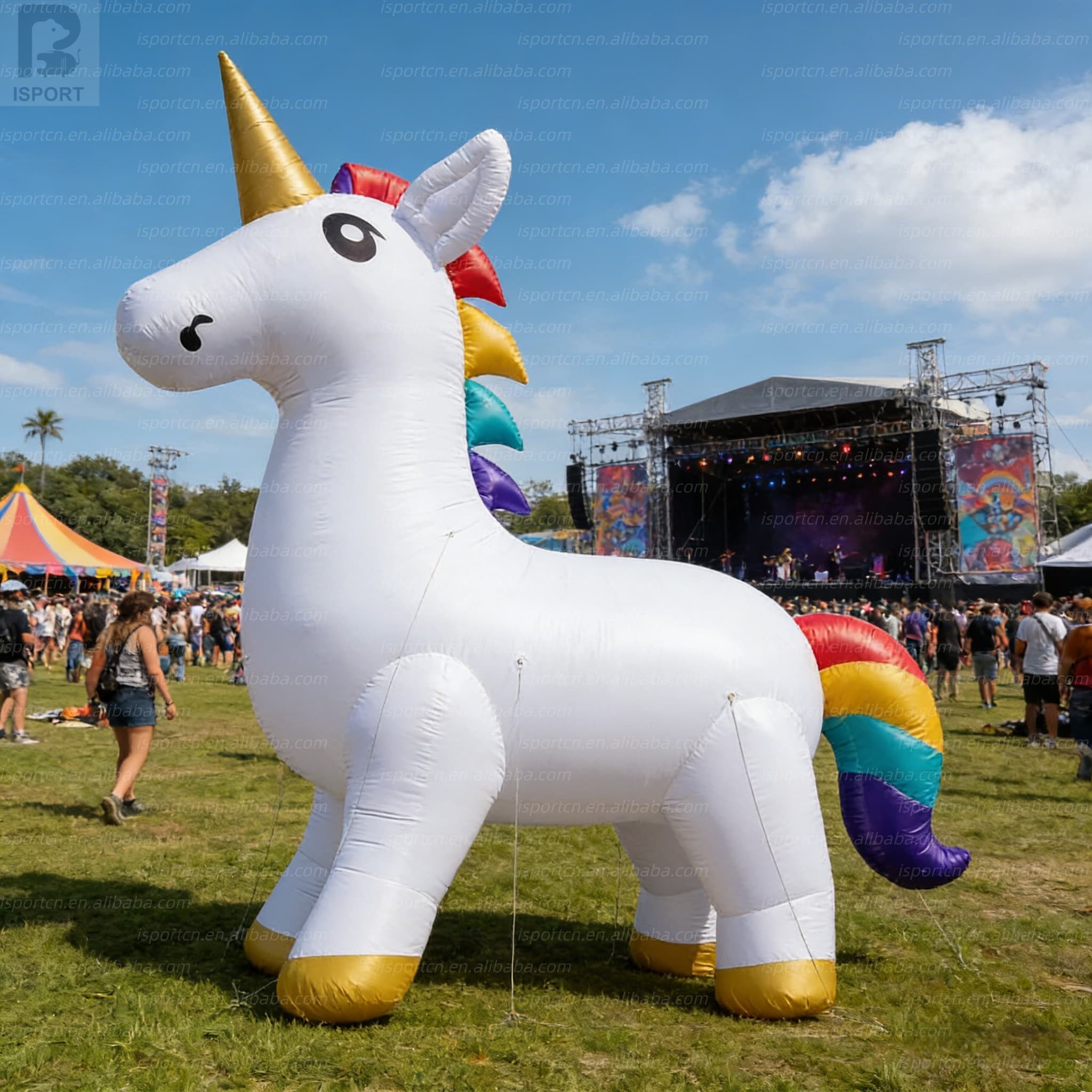 Giant Inflatable Unicorn with LED Lights - Custom Rainbow Sculpture